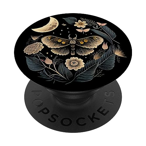 PopSockets Pop Grip:Motte Mond Blumen Astrologie Himmlisch PopSockets mit austauschbarem PopGrip von Moth Merch