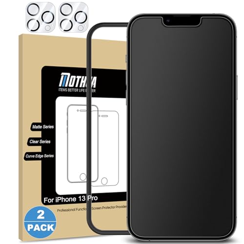 Mothca [2+2 Stück Panzer matt Glas für iphone 13 pro (6,1") mit Kameraschutz, matte Schutzfolie Screen Protector 2.5D, Blendschutz, Anti-Fingerabdruck (Gilt nur für iphone 13 pro) von Mothca