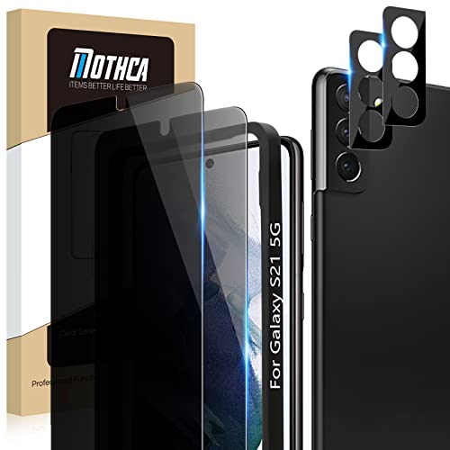 Mothca [2+2 Stück Sichtschutz für Samsung Galaxy S21 Sichtschutzfolie (6,2 zoll), mit HD KameraSchut, PET 7H Härte Anti-Spy folie, Privatsphäre privacy von Mothca