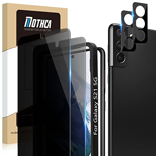 Mothca (2+2 Stück Sichtschutz für Samsung Galaxy S21 Sichtschutzfolie (6,2 Zoll), mit Hd Kameraschut, PET 7H Härte Anti-Spy Folie, Privatsphäre Privacy von Mothca