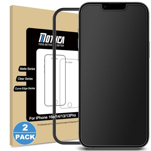 Mothca Matte Schutzfolie für iPhone 16e/ 13 Pro/ 14/13 (6,1 Zoll), 2x 9H Schutzglas Matte Screen Protector, Fingerabdruck & Blasenfreie & Blendschutz von Mothca