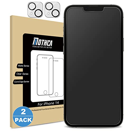 Mothca Panzer matt Glas für iPhone 14 [2+2 Stück] 6,1 Zoll mit Kameraschutz Screen Protector, 2.5D Display schutzfolie Matte, Blendschutz, Anti-Fingerabdruck von Mothca