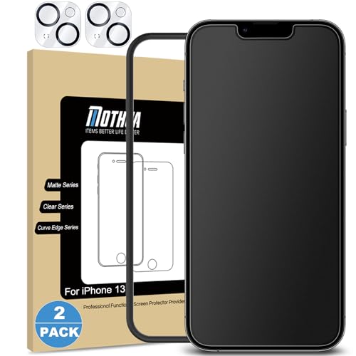 Mothca Matt Schutzfolie für iphone 13 (2+2 Stück) 6,1 Zoll, 2x Matt Displayschutz Folie + 2x Kameraschutz, 2,5D 9H Matte Screen Protector, Blendschutz & Anti-Fingerabdruck von Mothca