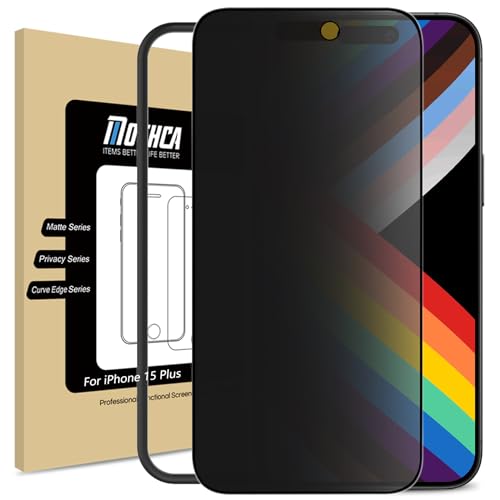 Mothca Matt Sichtschutz für iPhone 15 Plus/ 16 Plus für Panzerglas (6,7 Zoll), 9H Matte Privacy Screen Protector for iPhone 15 Plus Sichtschutzfolie, Blendschutz & Anti-Fingerabdruck (1 Stück) von Mothca