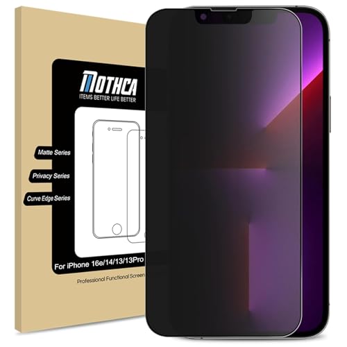 Mothca Sichtschutzfolie Matt für iphone 16e/ iphone 14/ iphone 13 Pro/iphone 13 Sichtschutz, Anti-Spy Privacy Matte Screen Protector, Blendschutz, Anti-Fingerabdruck (6,1 Zoll) von Mothca
