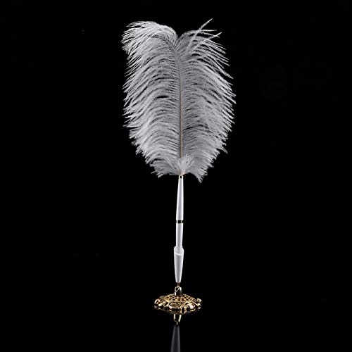 Mothinessto 2 Farben Feder Kugelschreiber Federkiel Straußenfeder Hochzeit Federkiel Stift und Stand Signing Kugelschreiber Schreibstift mit Metallhalter Neu für Schreibwaren von Mothinessto
