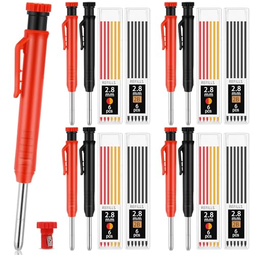 MotiMind 8 Stück 2,8 mm mechanische Tischlerbleistifte mit 48 Nachfüllungen, Bau-Bleistifte mit integriertem Spitzer, lange Spitze, Tieflochmarker, robuste Holzbearbeitungswerkzeuge für Architekten MotiMind 8 Stück 2,8 mm mechanische Tischlerbleistifte mit 48 Nachfüllungen, Bau-Bleistifte mit integriertem Spitzer, lange Spitze, Tieflochmarker, robuste Holzbearbeitungswerkzeuge für Architekten von MotiMind