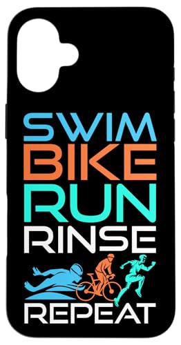 Schwimmen, Radfahren, Laufen, Spülen, Wiederholen Hülle für iPhone 16 Plus Schwimmen, Radfahren, Laufen, Spülen, Wiederholen Hülle für iPhone 16 Plus von Motivational Triathlon Athlete Designs For Sport