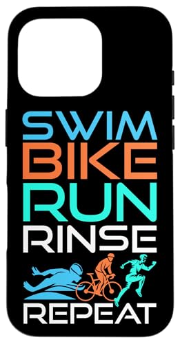 Schwimmen, Radfahren, Laufen, Spülen, Wiederholen Hülle für iPhone 16 Pro Schwimmen, Radfahren, Laufen, Spülen, Wiederholen Hülle für iPhone 16 Pro von Motivational Triathlon Athlete Designs For Sport
