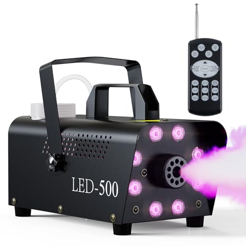 Nebelmaschine, 500W Rauchmaschinen mit kabelloser Fernbedienung UND LED Licht mit 13 Farben & Strobe Effekt, Passend für DJ Disco Party, Halloween, Weihnachten, Hochzeitsfeiern & Bühnenauftritte usw von Motorenbau