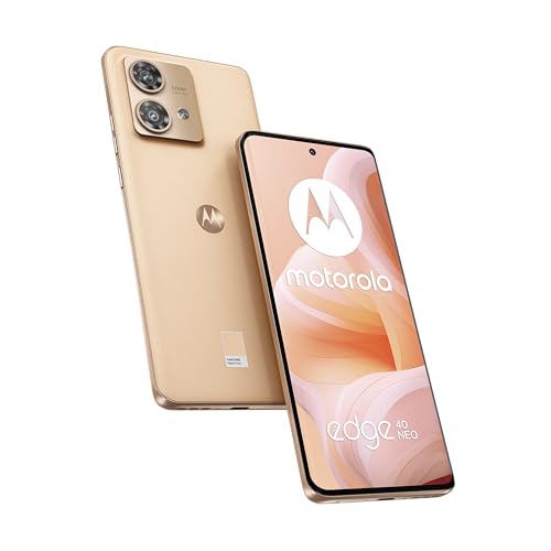 Motorola Mobility Edge40 neo Smartphone (6,55"-FHD+-Display, 50-MP-Kamera, 12/256 GB, 5000 mAh, Android 13) Peach Fuzz, inkl. Schutzcover + KFZ-Adapter [Exklusiv bei Amazon] von Motorola Mobility