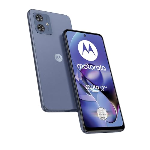 Motorola moto g54 5G (6,5"-FHD+-Display, 50-MP-Dual-Kamera, 8/256 GB, 5000 mAh, Android 13) Indigo Blue (veganes Leder), inkl. Schutzcover + Handyhalterung [Exklusiv bei Amazon] von Motorola Mobility