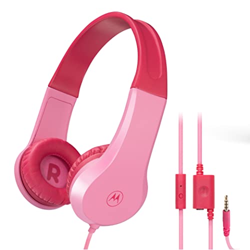 Motorola Sound JR200 - Kinder Kopfhörer mit Kabel - Lautstärkebegrenzung 85 dB mit Audio Splitter - BPA Frei - ab 3 Jahren - Rosa von Motorola Sound