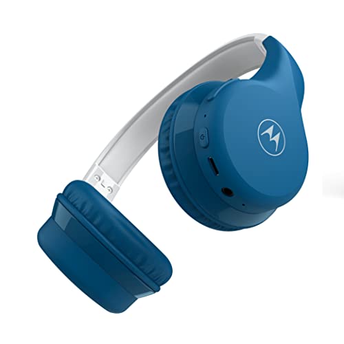 Motorola Sound Moto JR300 - Bluetooth Kinderkopfhorer - mit Lautstärkebegrenzung und Audio-Splitter - Blau/Grau von Motorola Sound