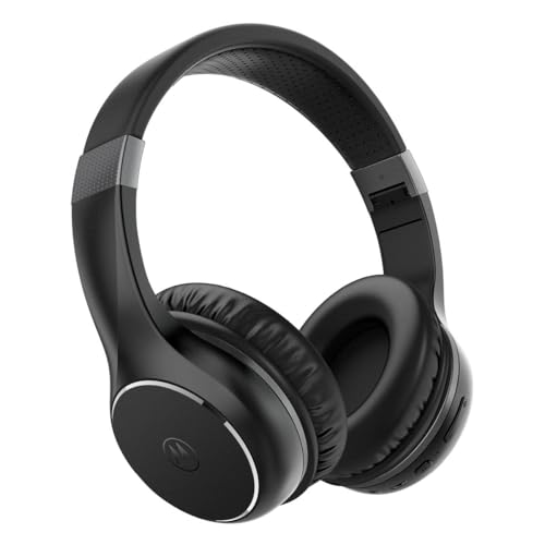 Motorola Sound Moto XT 220 | Kabellose Over-Ear-Kopfhörer mit 24 Stunden Spielzeit und Mikrofon | Passive Geräuschisolierung und faltbar | Schwarz, One Size von Motorola Sound