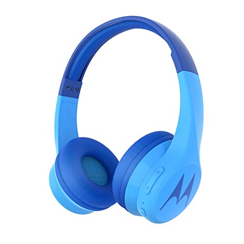 Motorola Squads 300 - Bluetooth Kinderkopfhörer - 24Std. - Begrenzter Lautstärk mit 85 dB, Flexibel und langlebig, Gehörschutz und Musik-Sharing-Funktion, Anti-Allergie-Kissen (BPA-frei) - Blau von Motorola Sound