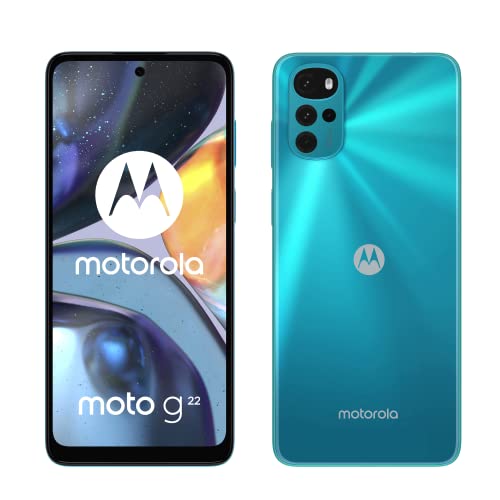 Moto g22 (6,5" 90Hz Max Vision, Android 12, MediaTek Helio G37 Octa-Core-Prozessor, TurboPower™, 50MP Quad-Kamera, 5000mAh Akku, Dual SIM, 64GB) Iceberg Blue von Motorola