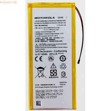 Motorola Akku für Motorola GA40 Li-Pol 3,8 Volt 3000 mAh schwarz Motorola Akku für Motorola GA40 Li-Pol 3,8 Volt 3000 mAh schwarz von Motorola