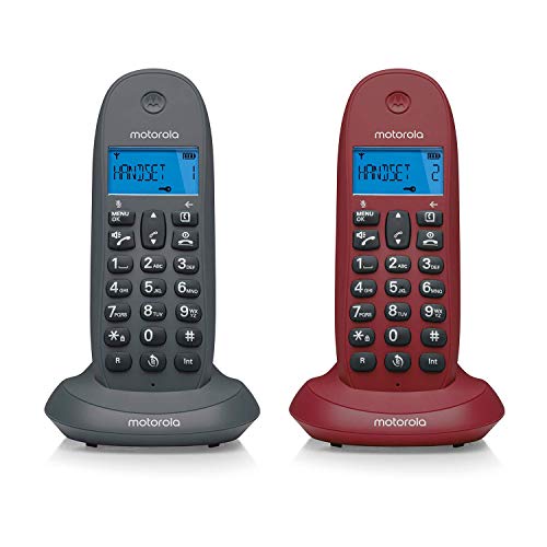Motorola C1002lb+ Gris Granate Teléfono Fijo Inalámbrico Pack Duo Con Manos Libres von Motorola