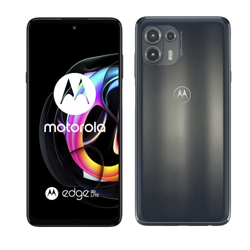 Motorola Edge 20 Lite Smartphone, 6,7 Zoll Full HDR+ OLED Display (17 cm), MediaTek Dimensity 720, TurboPower, Kamera 108 MP, Akku 5000 mAH, Dual SIM, 128 GB, Android 11, Grau (Electric Graphite) von Motorola