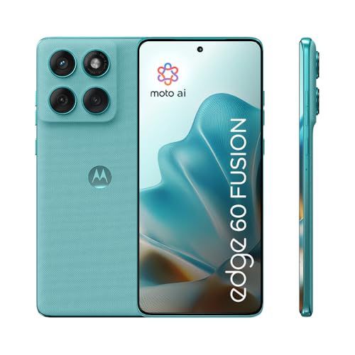 Motorola Edge 60 Fusion Smartphone (6,67“-Super-HD-Display, 50-MP-Kamera mit Moto AI, 8/256 GB, 5200 mAh, Android 15) Pantone Amazonite, inkl. Schutzcover + Handyhalter – speziell bei Amazon von Motorola