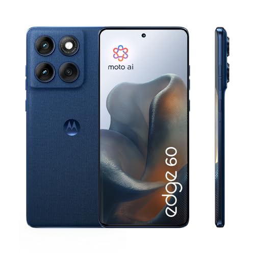 Motorola Edge 60 Smartphone (6,67“-Super-HD-Display, 50-MP-Kamera mit Moto-KI, 12/512 GB, 5200 mAh, Android 15) Pantone Gibraltar Sea, inkl. Schutzcover + Handyhalter – speziell bei Amazon von Motorola