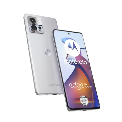 Motorola Mobility Moto Edge30 fusion Smartphone (6,55'-FHD+-Display, 50-MP-Kamera, 8/128 GB, 4400 mAh, Android 12), Aurora White, inkl. Schutzcover + KFZ-Adapter [Exklusiv bei Amazon] von Motorola Mobility
