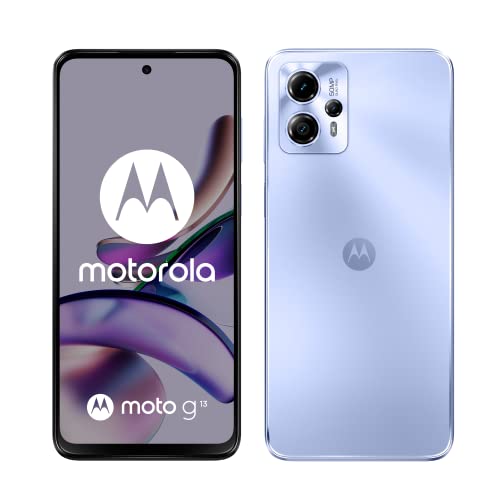 Motorola Moto (g13, 16.5 cm 90Hz HD+ Display, 50MP Quad Pixel Kamera, Dolby Atmos Stereo Lautsprecher, 5000mAh Akku, TurboPower Charging, 4/128GB, Dual SIM), Lavendelblau von Motorola