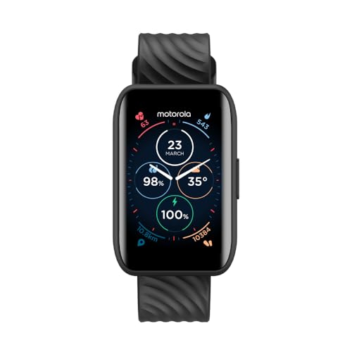Motorola Moto 40 Smartwatch, 10 Tage Akkulaufzeit, Google Fit Integration, 3,8 cm (1,5 Zoll) kristallklares Display, Herz-Tracking, tiefes Schlaf-Tracking, iOS- und Android-kompatibel (Phantom Black) von Motorola