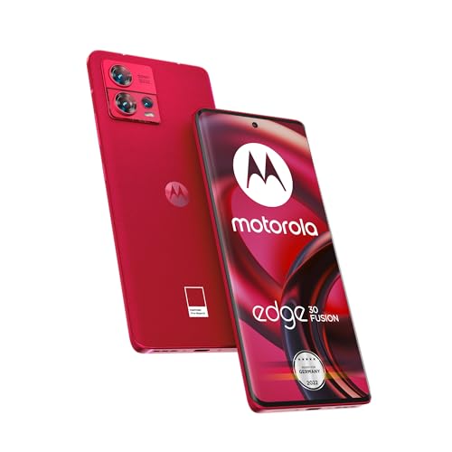 Motorola Moto Edge30 Fusion Smartphone (6,55'-FHD+-Display, 50-MP-Kamera, 8/128 GB, 4400 mAh, Android 12), Viva Magenta, inkl. Schutzcover u. Earbuds + KFZ-Adapter [Exklusiv bei Amazon] von Motorola