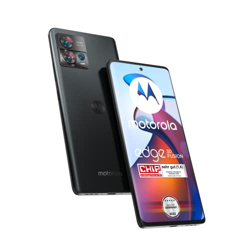 Motorola Moto Edge30 fusion Smartphone (6,55'-FHD+-Display, 50-MP-Kamera, 8/128 GB, 4400 mAh, Android 12), Cosmic Grey, inkl. Schutzcover + KFZ-Adapter [Exklusiv bei Amazon] von Motorola