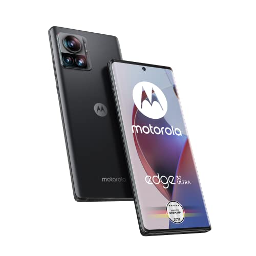 Motorola Moto Edge30 ultra Smartphone (6,7'-FHD+-Display, 200-MP-Kamera, 12/256 GB, 4610 mAh, Android 12), Interstellar Black, inkl. Schutzcover + KFZ-Adapter [Exklusiv bei Amazon] von Motorola