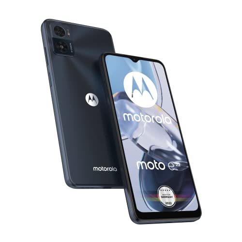 Motorola Moto e22 Smartphone (6,5'-HD+-Display, 16-MP-Kamera, 3/32 GB, 4020 mAh, Android 12), Astro Black + KFZ-Adapter [Exklusiv bei Amazon] von Motorola