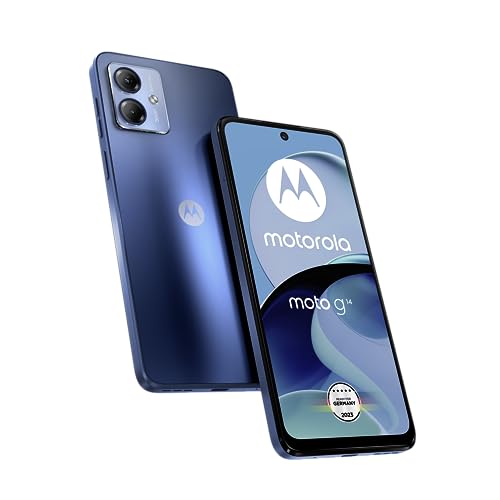 Motorola Moto g14 Smartphone (6,5'-FHD+-Display, 50-MP-Frontkamera, 4/128 GB, 5000 mAh, Android 13) Sky Blue, inkl. Schutzcover + KFZ-Adapter [Exklusiv bei Amazon] von Motorola