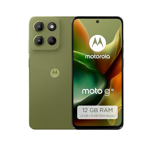 Motorola Moto g15 Smartphone (6,72"-FHD+-Display, 50-MP-Kamera, 4 GB / 128 GB, 5200 mAh, Android 15) Iguana Green, inkl. Schutzcover [Exklusiv bei Amazon] von Motorola