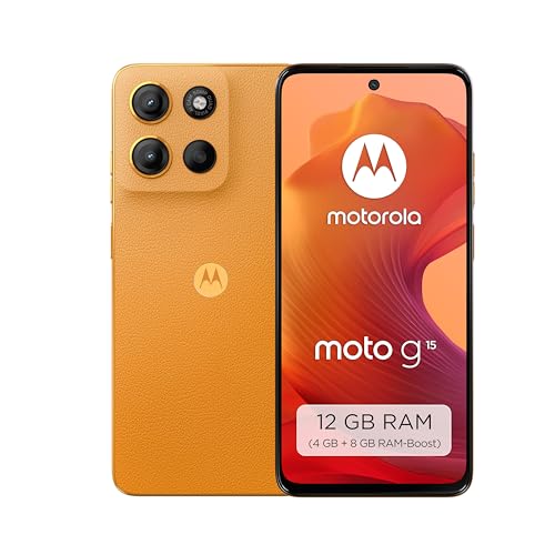 Motorola Moto g15 Smartphone (6,72"-FHD+-Display, 50-MP-Kamera, 4 GB / 128 GB, 5200 mAh, Android 15) Sunrise Orange, inkl. Schutzcover [Exklusiv bei Amazon] von Motorola Mobility