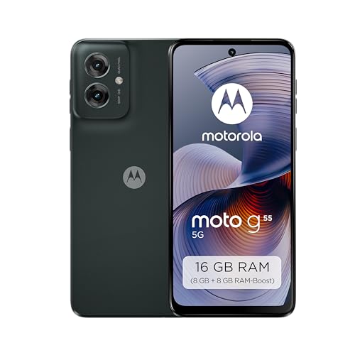 Motorola Moto g55 5G Smartphone (6,49"-FHD+-Display, 50-MP-Kamera, 8/256 GB, 5000 mAh, Android 14) Forest Grey, inkl. Schutzcover [Exklusiv bei Amazon] von Motorola Mobility