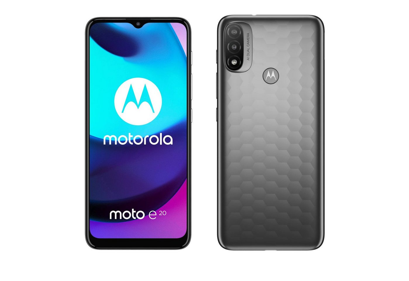 Motorola Motorola XT2155 Moto E20 Dual Sim 2GB 32GB - Graphite Grey EU Smartphone (16,51 cm/6.5 Zoll, 32 GB Speicherplatz, 32MP MP Kamera, Mit Strom Adapter) von Motorola