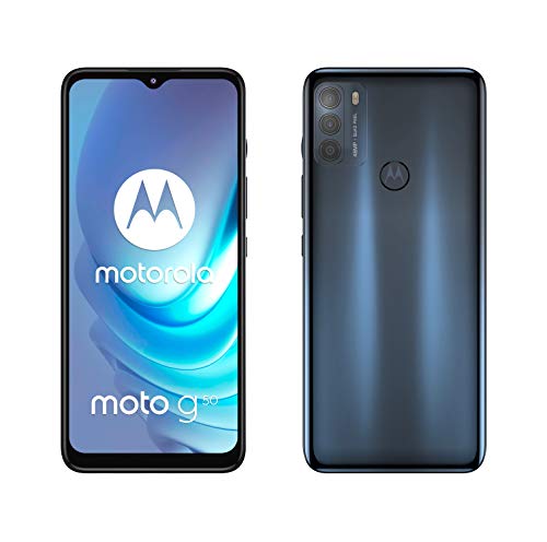 Motorola Smartphones Moto g50 (6,5 Zoll Max Vision HD+, Qualcomm Snapdragon 480 2.0 GHz Octa-Core, 48 MP Triple Kamera, 5000 mAh Akku, Dual-SIM, 4/64 GB, Android 11), Stahlgrau von Motorola