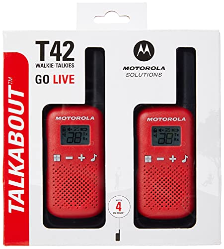 Motorola Talkabout T42 PMR-Funkgeräte ( PMR446, 16 Kanäle, Reichweite 4 km) rot , 2 Stück (1er Pack) von Motorola