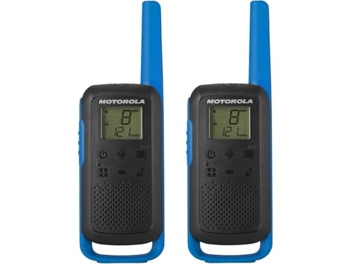Motorola Talkabout T62 PMR-Funkgeräte (2er Set, PMR446, 16 Kanäle und 121 Codes, Reichweite 8 km) blau von Motorola