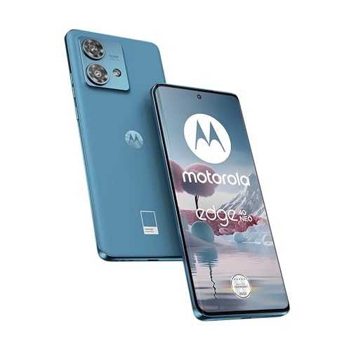 Motorola edge40 neo Smartphone (6,55'-FHD+-Display, 50-MP-Kamera, 12/256 GB, 5000 mAh, Android 13) Caneel Bay, inkl. Schutzcover + KFZ-Adapter [Exklusiv bei Amazon] von Motorola