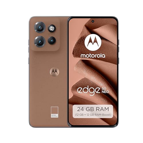 Motorola edge50 neo Smartphone (6,36"-Super-HD-Display, 50-MP-Kamera + Moto-KI, 12/512 GB, 4310 mAh, Android 14) Mocha Mousse (Veganes Kunstleder), + Schutzcover, + Handyhalterung von Motorola