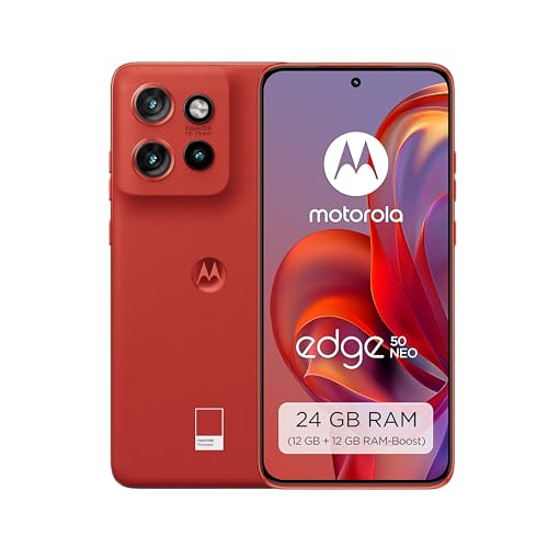 Motorola edge50 neo Smartphone (6,36"-Super-HD-Display, 50-MP-Kamera + Moto-KI, 12/512 GB, 4310 mAh, Android 14) Poinciana (Veganes Kunstleder), + Schutzcover, + Handyhalterung von Motorola