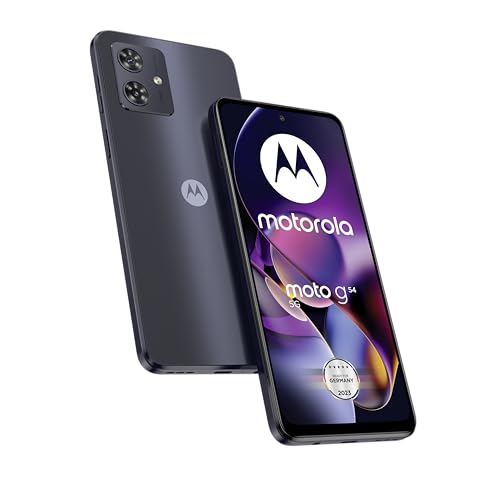 Motorola moto g54 5G (6,5"-FHD+-Display, 50-MP-Dual-Kamera, 8/256 GB, 5000 mAh, Android 13) Midnight Blue, inkl. Schutzcover + KFZ-Adapter [Exklusiv bei Amazon] von Motorola