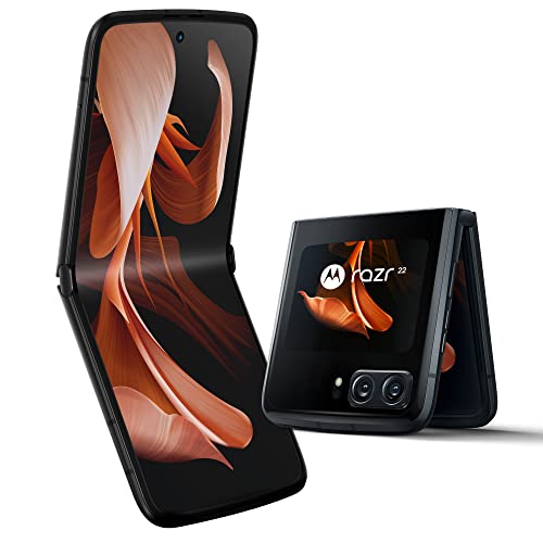Motorola razr 2022 Smartphone (Flip-Phone, 6,7"-/2,69"-FHD+-Display, 50-MP-Kamera, 8/256 GB, 3500 mAh, Android 12), Satin Black, inkl. Schutzcover von Motorola