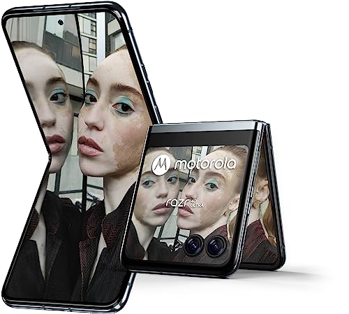 Motorola razr40 ultra (Flip-Phone, 6,9"/3,6"-FHD+-Display, 32-MP-Frontkamera, 8/256 GB, 3800 mAh, Android 13) Glacier Blue, inkl. Schutzcover + KFZ-Adapter [Exklusiv bei Amazon] von Smartphones