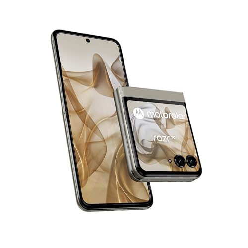 Motorola razr50 (Flip-Phone, 6,9"/3,6"-FHD+-Display, 50-MP-Kamera, 8/256 GB, 4200 mAh, Android 14) Beach Sand, inkl. Premium-Schutzcover [Exklusiv bei Amazon] von Motorola