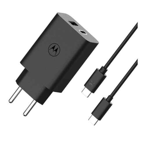 motorola Turbo-Ladegerät, 50 W, Duo USB-C + USB-A mit USB-C-Kabel, Schwarz von Motorola