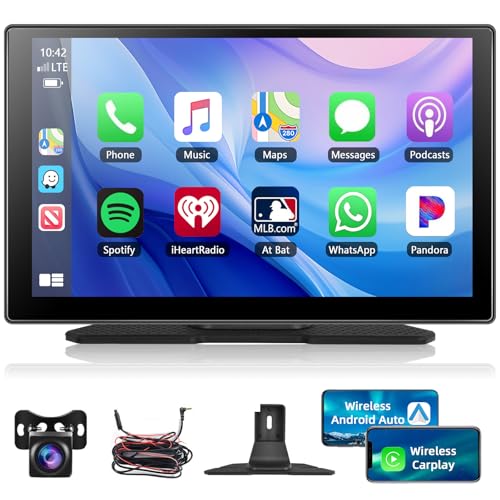 Motorsi 9 Zoll Tragbares Autoradio mit Wireless Carplay Android Auto Bildschirm, 7-32V Touchscreen mit Sprachassistent/Bluetooth/FM Transmitter/AUX+ Camera Motorsi 9 Zoll Tragbares Autoradio mit Wireless Carplay Android Auto Bildschirm, 7-32V Touchscreen mit Sprachassistent/Bluetooth/FM Transmitter/AUX+ Camera von Motorsi